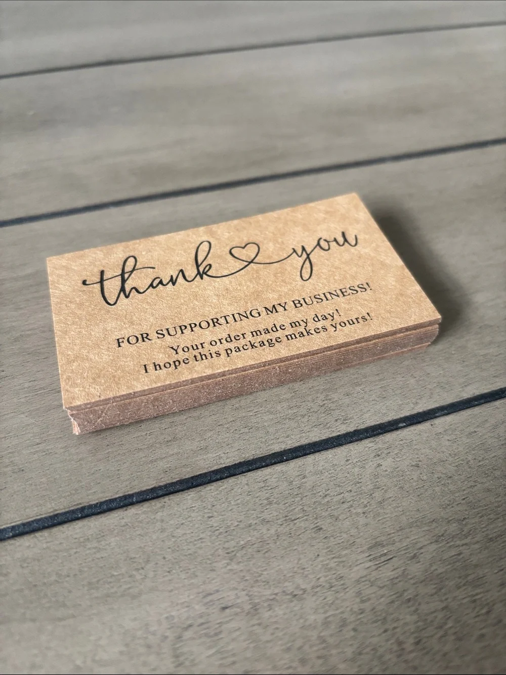 Set of 40 “Thank You” Business Cards on Craft Brown Cardstock